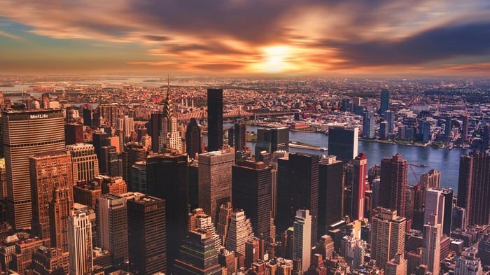 New York Cityscape at Sunset