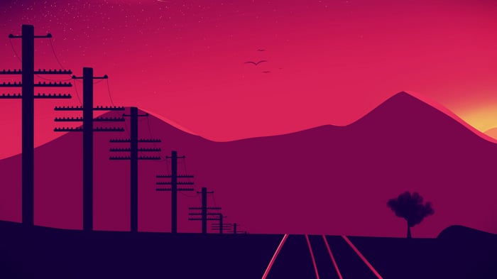 Power Lines at Sunset Landscape