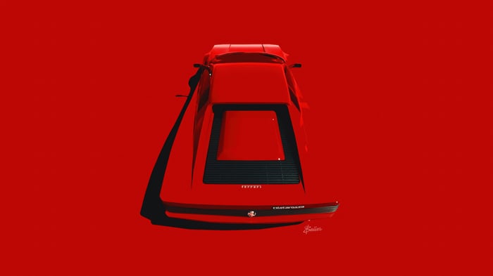 Red Ferrari Testarossa from above