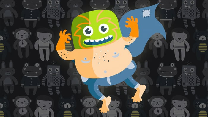 Paranoid Android character with a cape