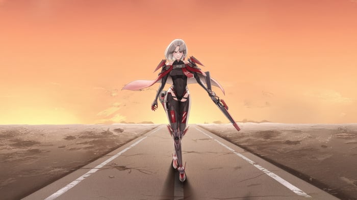 Nikke The Goddess Of Victory character walking on road