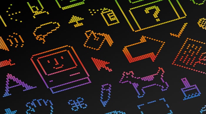 Pixel Art Icons on Black Background