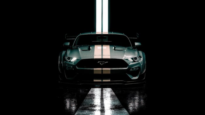 Ford Mustang GT with racing stripes