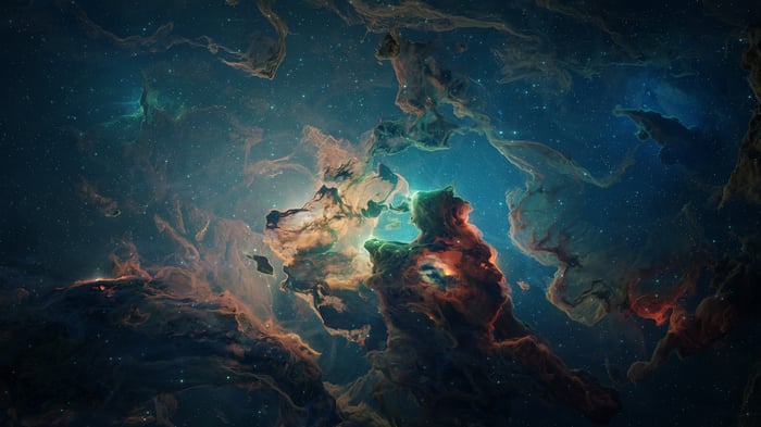 Cosmic nebula with stars and gas clouds