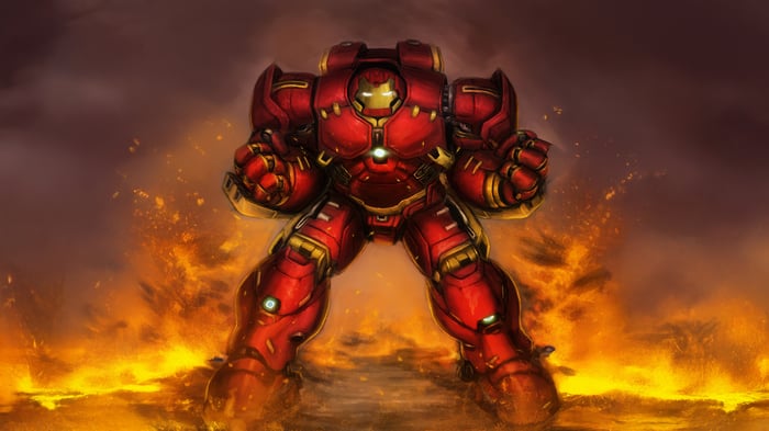Hulkbuster Iron Man Suit in Flames