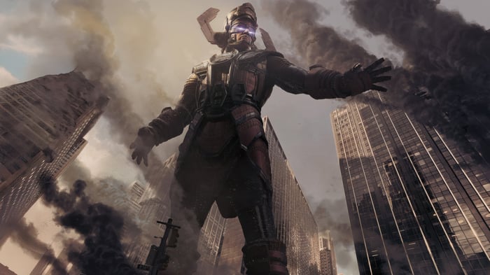 Galactus in a Destroyed City