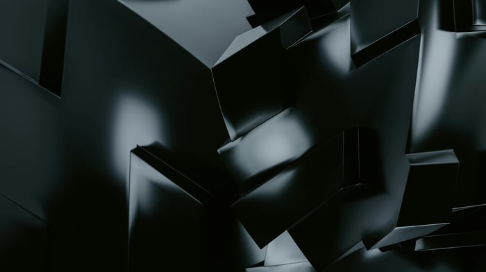 Abstract dark metallic geometric shapes with reflections