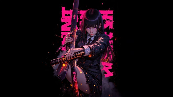 Dark Samurai Girl With Katana Sword