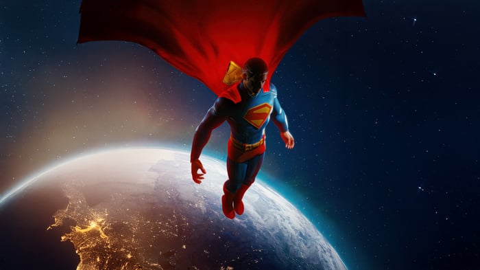 Superman Flying Over Earth