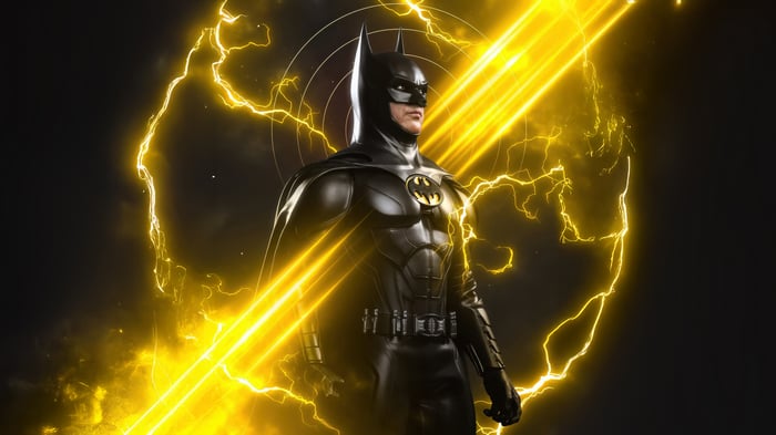 Michael Keaton Batman with Yellow Lightning
