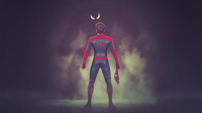 Spider-Man with Venom's Eyes Above