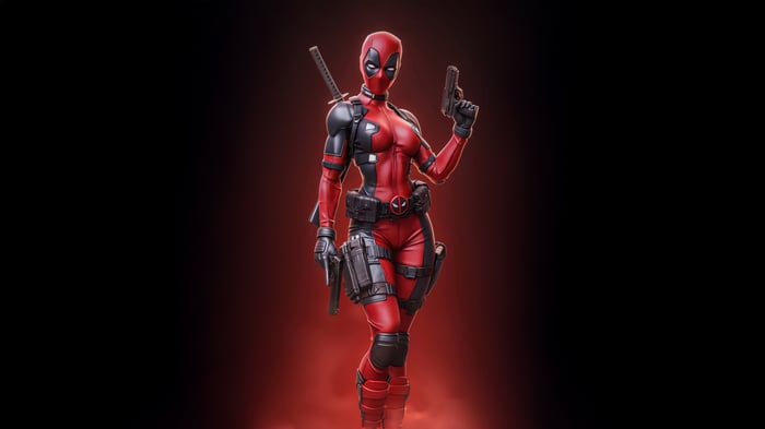 Lady Deadpool with Guns and Katana