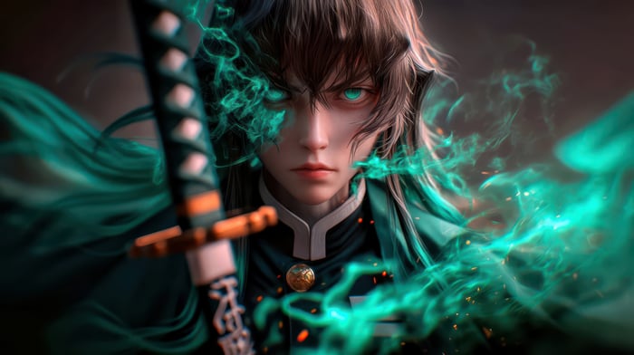 Ghostfire Samurai with Teal Energy