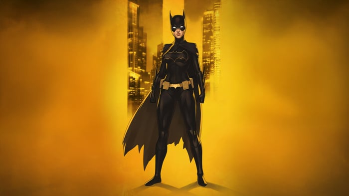Batgirl Standing Heroically in a City