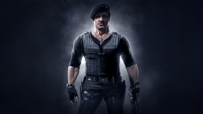 Sylvester Stallone as Barney Ross in The Expendables