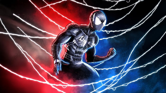 Spidersona Masked Vigilante with Red and Blue Lightning
