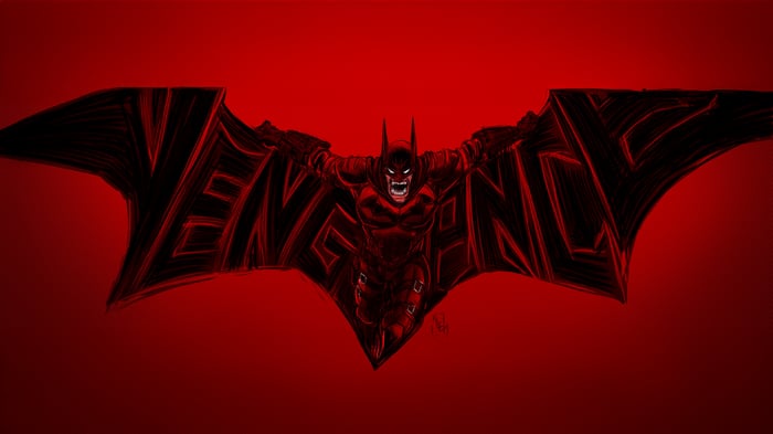 Batman with 'VENGEANCE' Bat Symbol
