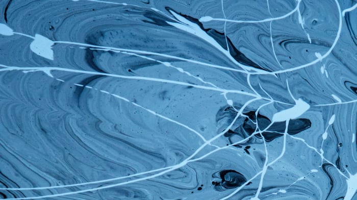 Abstract Blue and White Paint Swirls