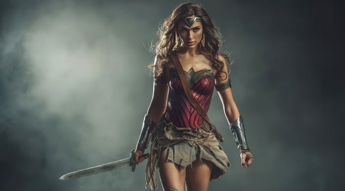 Wonder Woman holding a sword