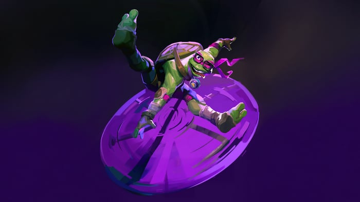 Donatello riding a purple disc