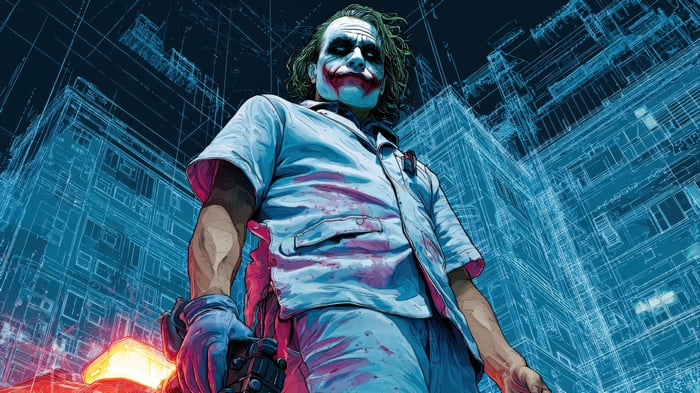 The Joker in a blueprint city