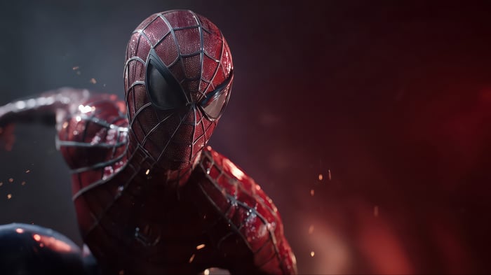 Spider-Man in a red and blue suit