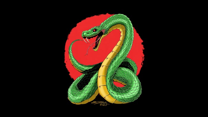 Green Dragon Snake with Red Circle