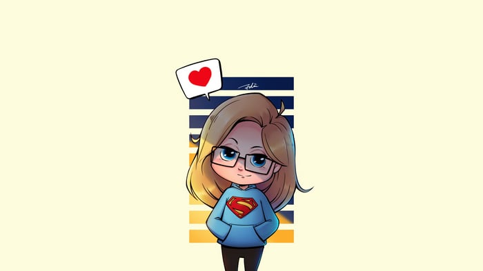 Chibi Supergirl with a Heart Icon