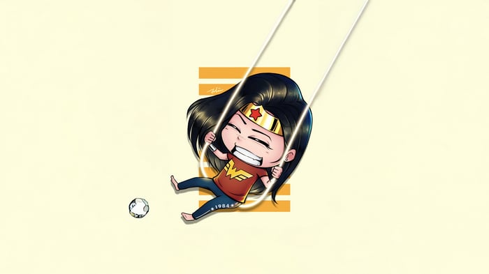 Chibi Wonder Woman on a Swing