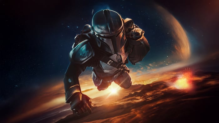 The Mandalorian and Grogu in Space