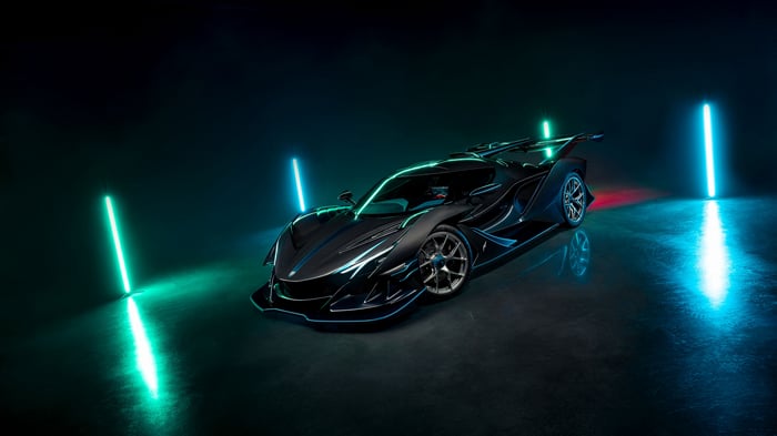 Apollo Intensa Emozione hypercar with neon lights
