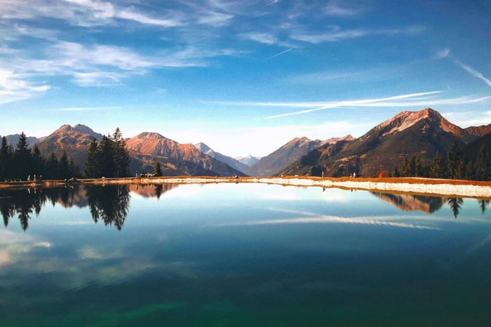 Alpine Lake with Mountain Reflection