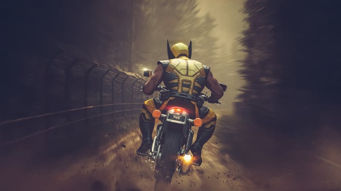 Wolverine Riding a Motorcycle