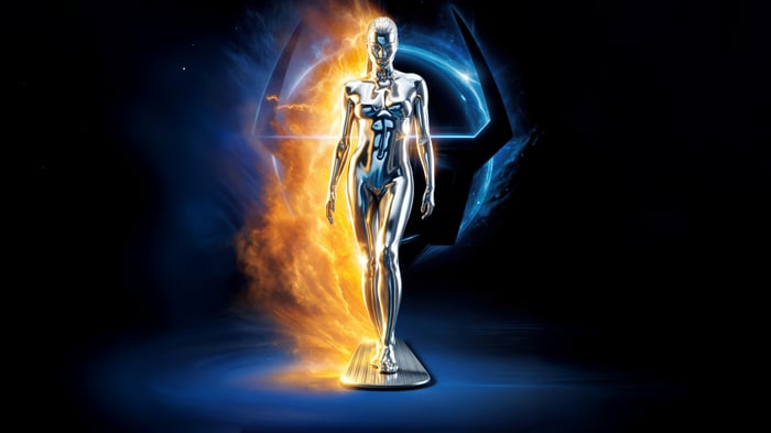 The Silver Surfer Walking Through Fire and Ice