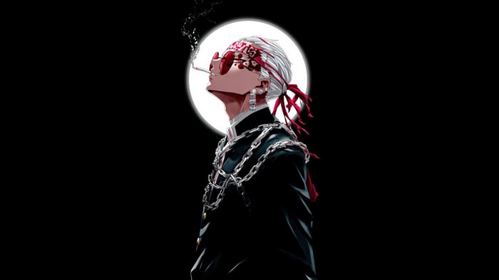 Tengen Uzui from Demon Slayer smoking