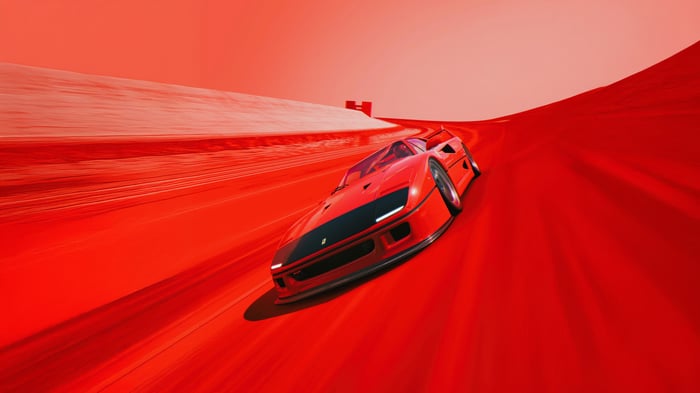 Red Ferrari F40 Supercar on a Red Track