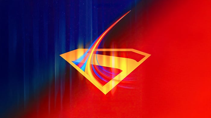 Superman Logo Blazing Through Red and Blue