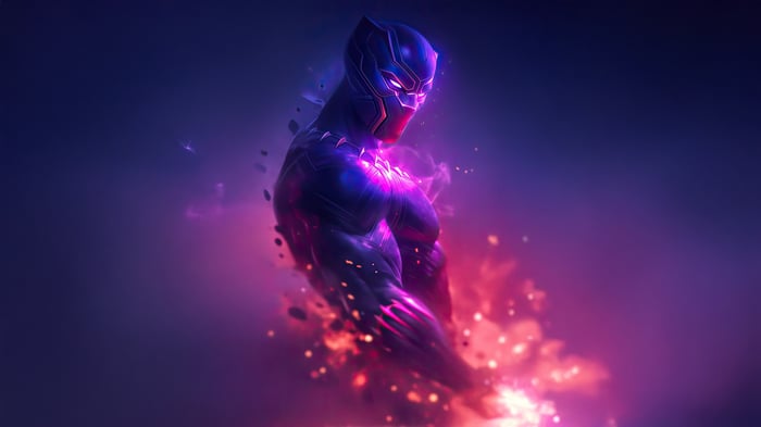 Black Panther surrounded by glowing energy