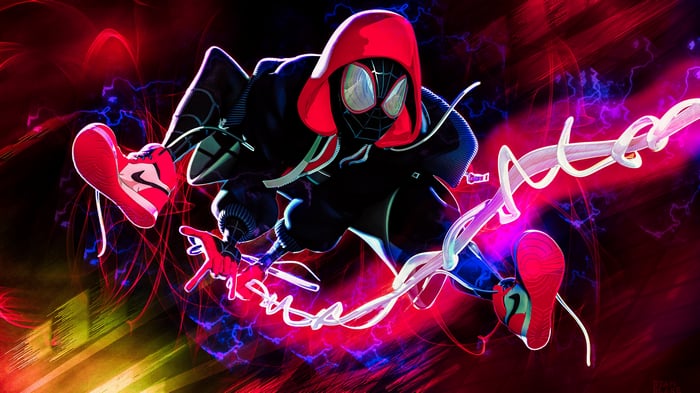 Spider-Man in a Red Hood and Black Suit