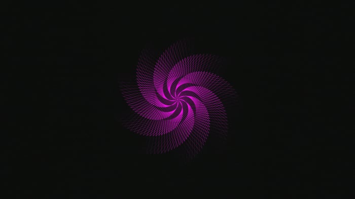 Purple spiral pattern on a black background