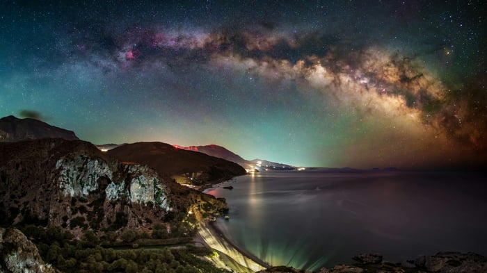 Milky Way Arch Over Coastal Paradise Crete Greece