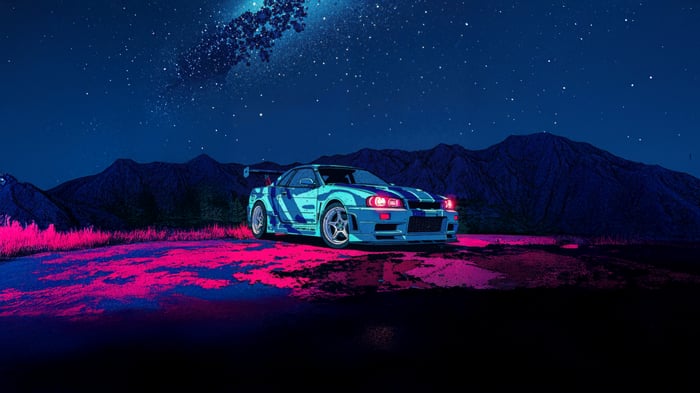 Nissan GTR Skyline Cyberpunk Night Scene