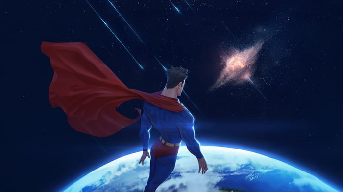 Superman in Space Over Earth