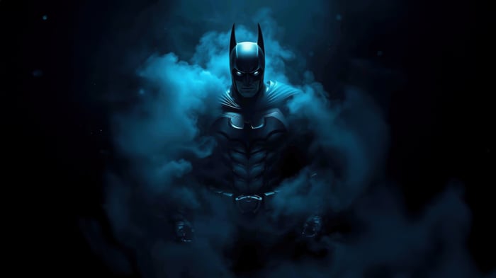 Batman Emerging from Blue Smoke