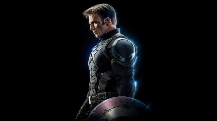 Captain America in his suit with his shield
