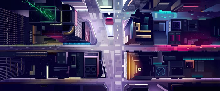 Futuristic Cityscape with Neon Lights