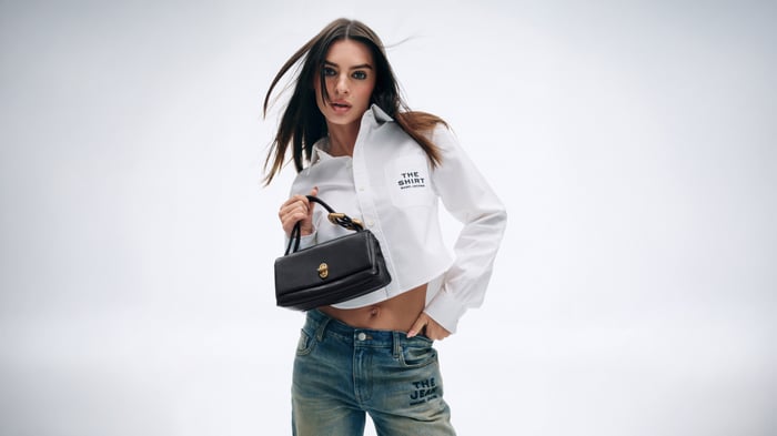 Emily Ratajkowski with Marc Jacobs The Dual Bag