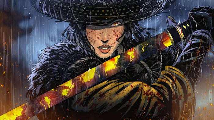Ghost of Yotei Samurai Warrior in Rain