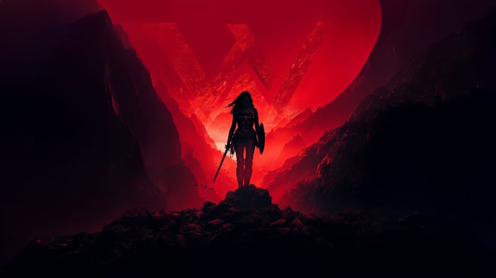 Wonder Woman in a Red Mountainous Landscape