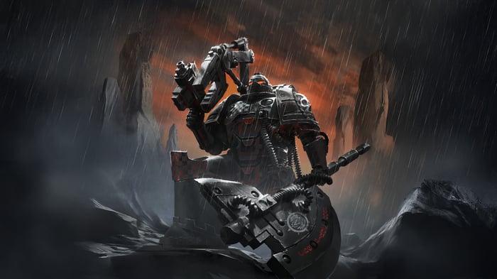 Dark Angels Techmarine with Axe in the Rain